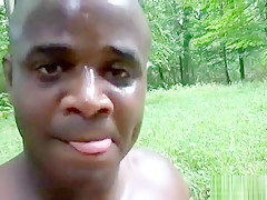 The french blonde girl get fucked outdoor by a black man