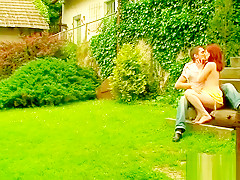 Slim redhead outdoor sex