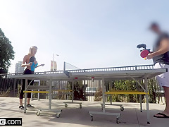 BANG Real MILFs  Alexis Fawx flashing & sucking cock pooside