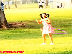 teen hoola hoop outdoor gets fucked and face splattered