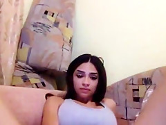 Busty latina college girl flashing her pussy