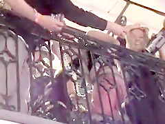 Spring break for college coeds outside and flashing for beads