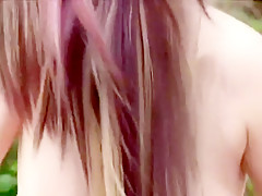 Inked cutie takes a massive fuck stick up her lovely butt outdoors