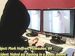Public Shower Nude Flashing and Masturbation by Mark Heffron