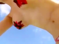 Marina Yamasaki - bouncing saggy tit with nipple cover