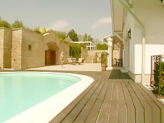 Blonde outdoor foot fuck