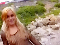 Girl persuaded on sex on beach