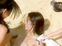 Playtime on lesbian beach