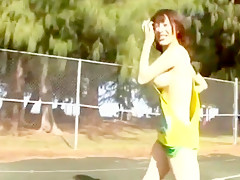 Marina Yamasaki - Braless play basketball