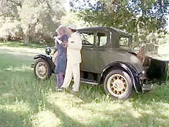 Natasha Marley and Paul Chaplin have sex outdoors