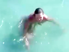 Nude Beach - Loving Little Tits Bareback MMF Threesome