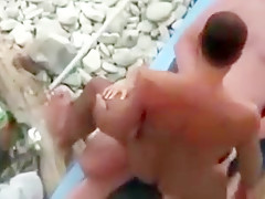Nude Beach - Loving Little Tits Bareback MMF Threesome