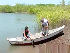Monaliza taking 2 cocks on the beach