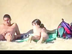 Nude Beach - Big Naturals Latino college girl Plays with BF