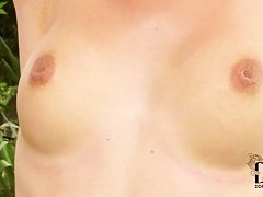 Teen blonde Chlo Toy masturbates in backyard