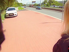 Pulled euro gets fucked outdoors POV