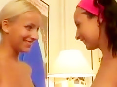 Two girls topless tennis