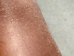 Outdoor Yellow Toes Shiny Pantyhose and High Heels