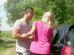 Clara Moon gets plowed hard outdoors
