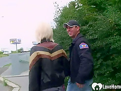 Banging a hot blonde babe in public