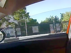 Russian girl goes naked in the car