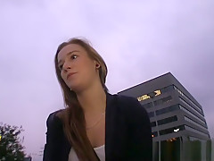 Young dumb brunette fucked outdoors by big cock
