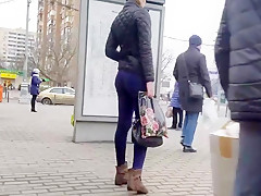 Girl with sexy tight ass waiting someone