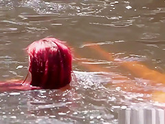 Lesbian Aussie hitchhiker licked outdoors