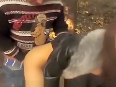 Kinky Outdoor Asian bondage action