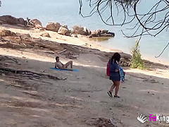 Voyeur and nudist session with Alba and a stranger
