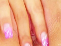 Slender Aiden teases and plays with dildo