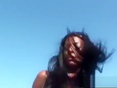 Pierced party slut fucked outdoor on a speedboat