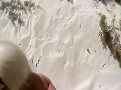 Public beach blowjob and fuck