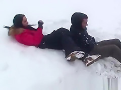 Hot russian couple fucking outdoor in the snow