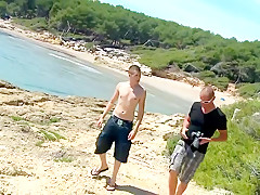 Brunette on beach has sex and cum on tits