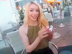 Sasha cums in her drink in public