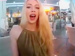 Sasha cums in her drink in public