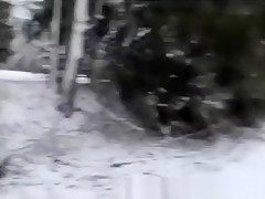Sex outdoors in the snow