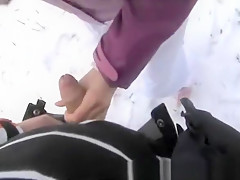 Sex outdoors in the snow
