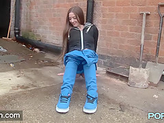 British skinny Leyla flashing in London