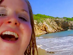 Chubby girl horny on sex on the beach