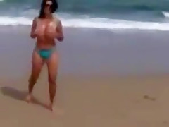 Busty Mature Mom with Amazing Natural Boobs Naked at Beach
