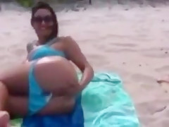 Busty Mature Mom with Amazing Natural Boobs Naked at Beach
