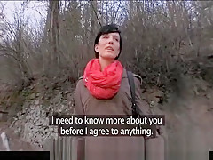 PublicAgent Tall and Skinny model hopeful takes cock outdoors