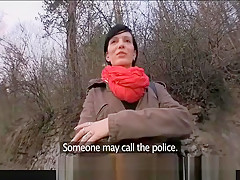 PublicAgent Tall and Skinny model hopeful takes cock outdoors