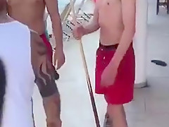 Public stripping game topless in Greece