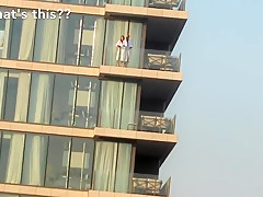 Hotel Balcony Pussy Flash