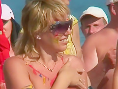 Nude art body in beach