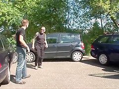 German BBW Parking Lot Gangbang