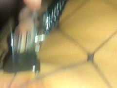 Outdoor Cum on Feet in High Heels & Fishnet Catsuit